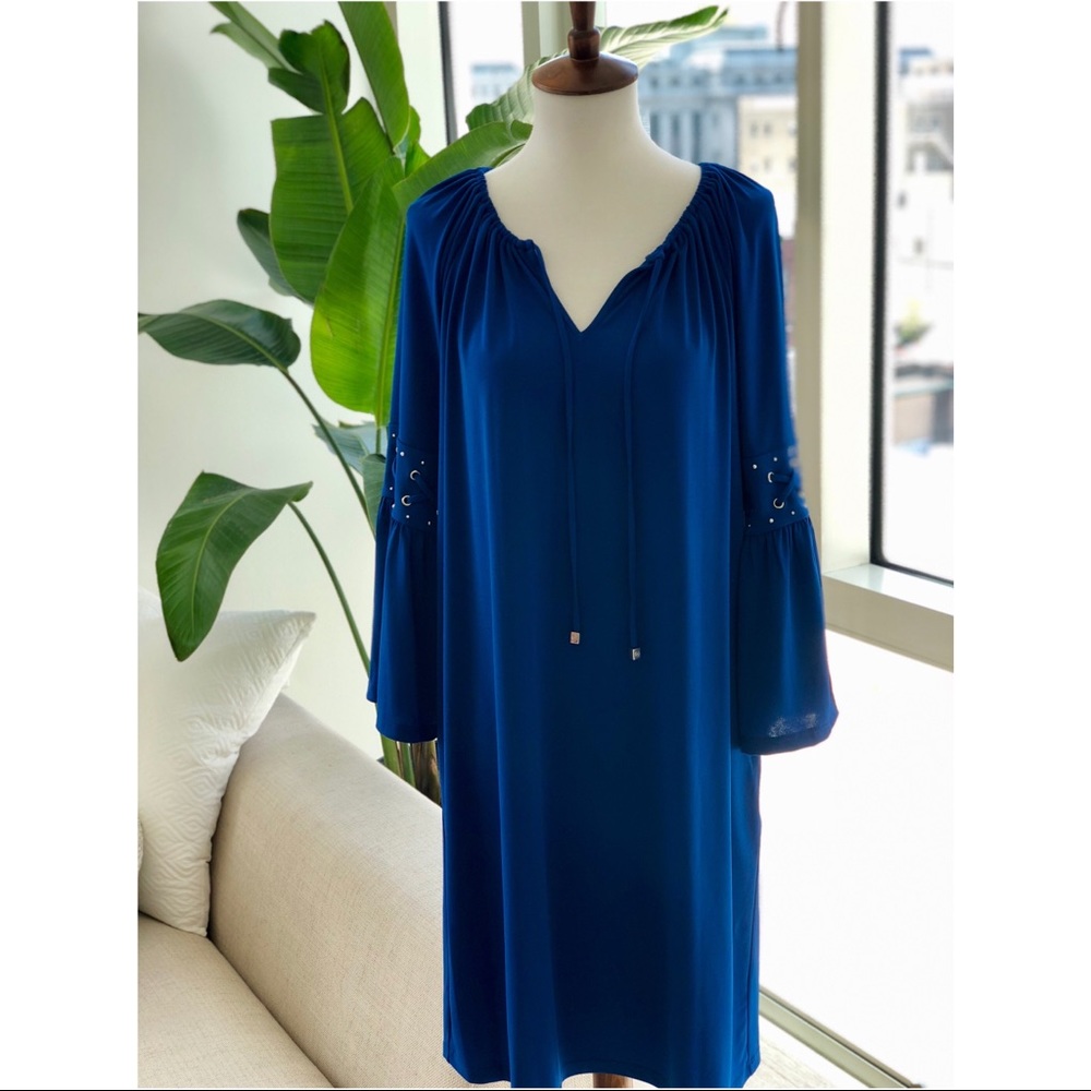 NWOT MICHAEL KORS - Blue LaceUp Bell Sleeved Tunic